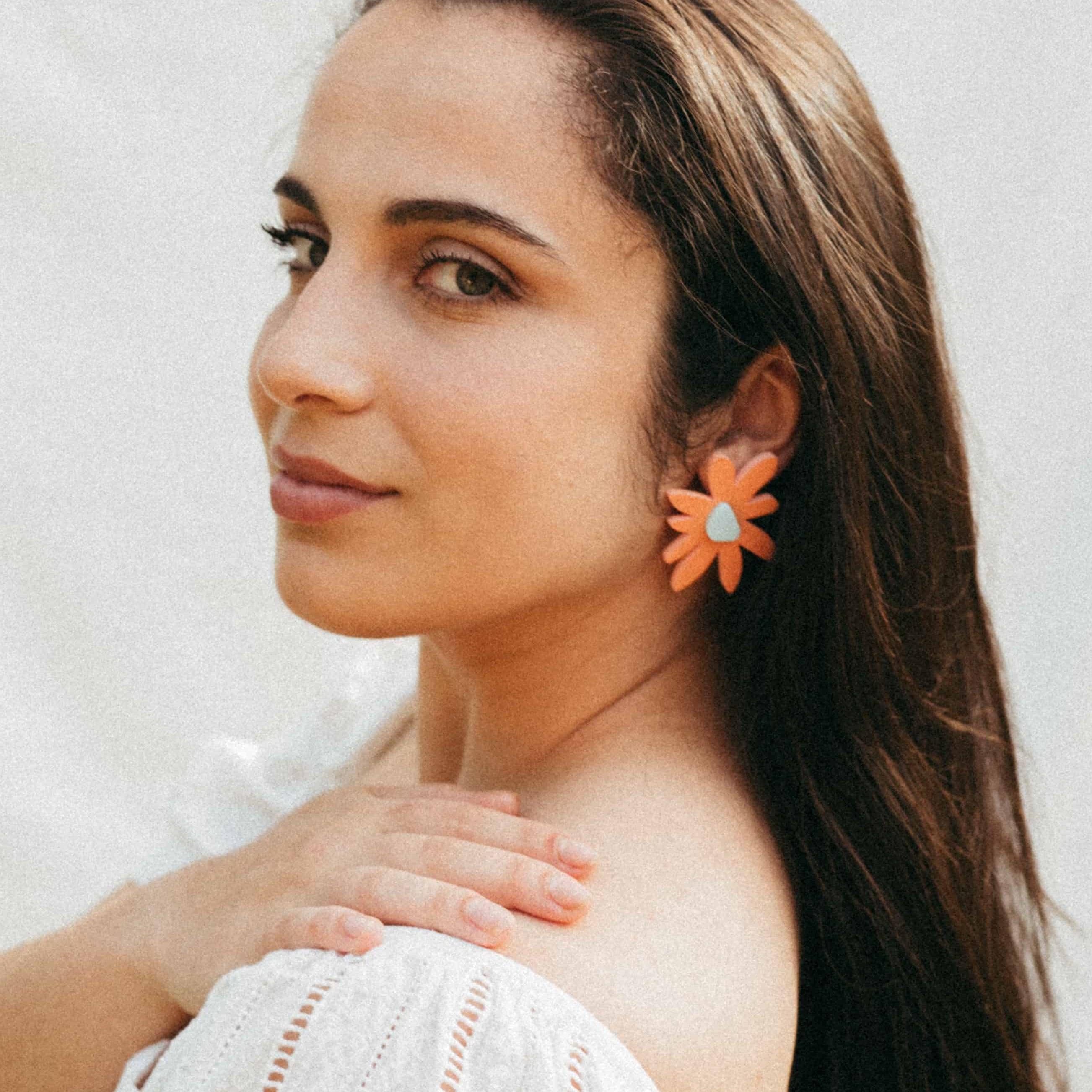 Pendientes Flora Naranja