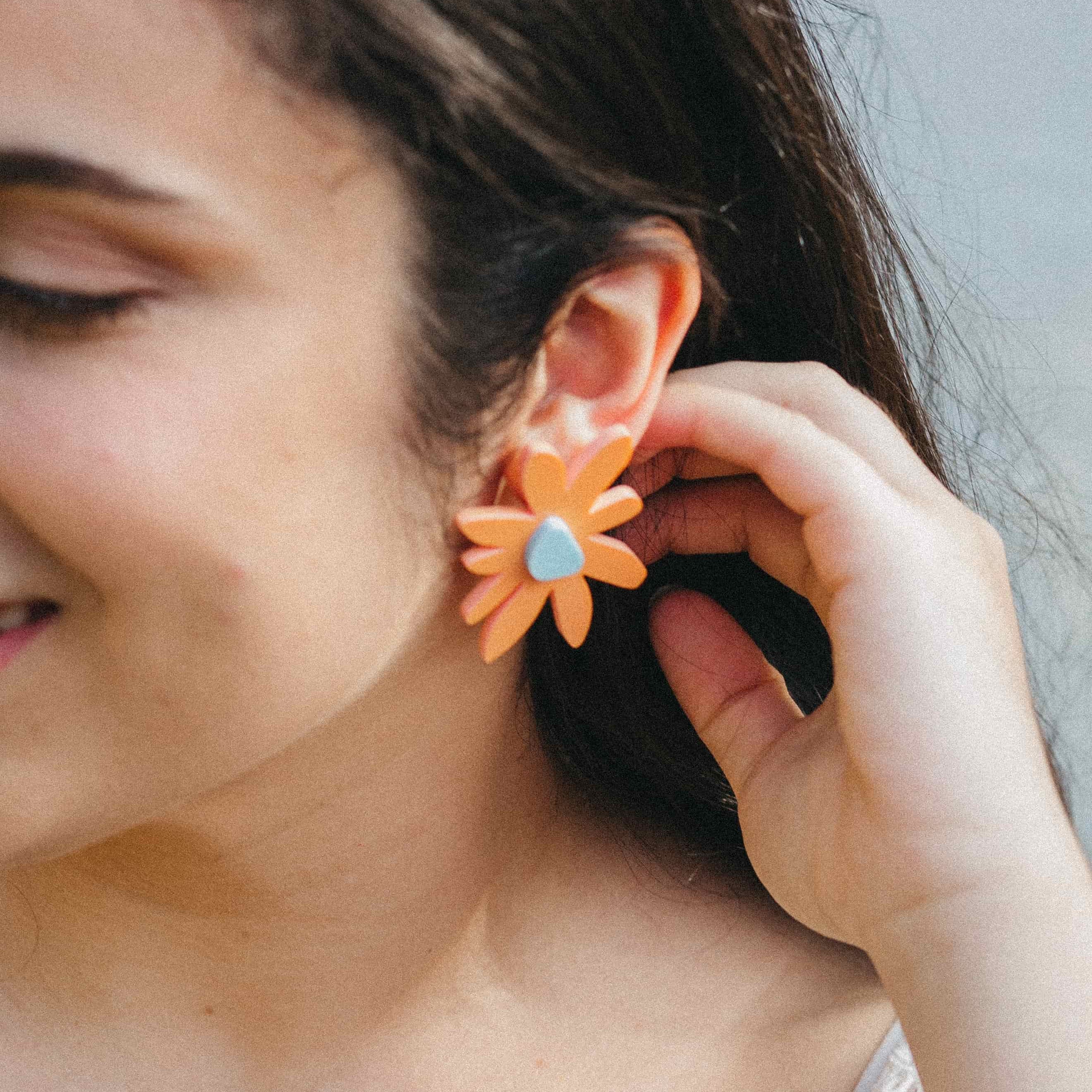 Pendientes Flora Naranja