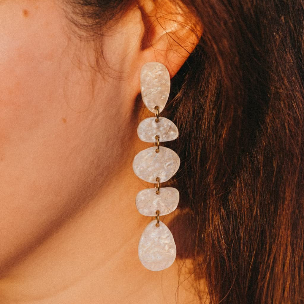 Pendientes Musa Maxi Blanco Mármol